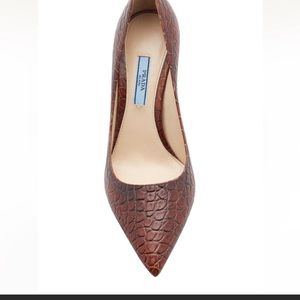 Prada Croc Effect Leather Pumps